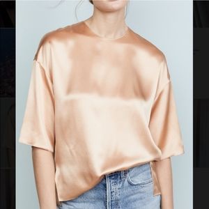 Vince Crewneck Short-Sleeve Satin Tee Size Medium NWT